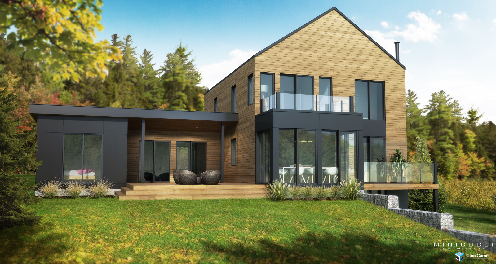 Perspective 3d extérieur en automne