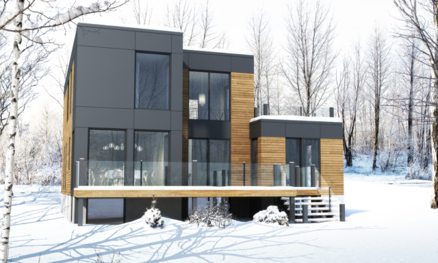 perspective 3D extérieur en hiver