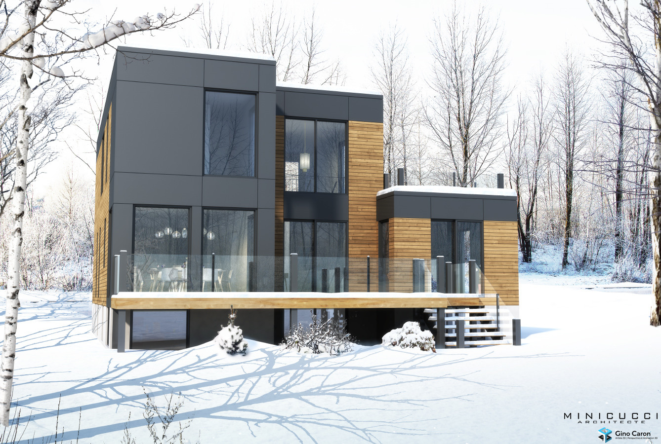 perspective 3D extérieur en hiver