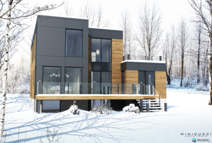 Perspective 3D hiver pour Minicucci Architecte inc.