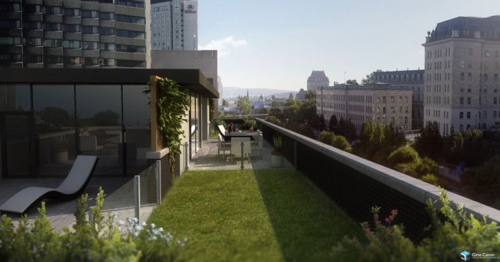 Perspective 3D d'une terrasse pour GM développement