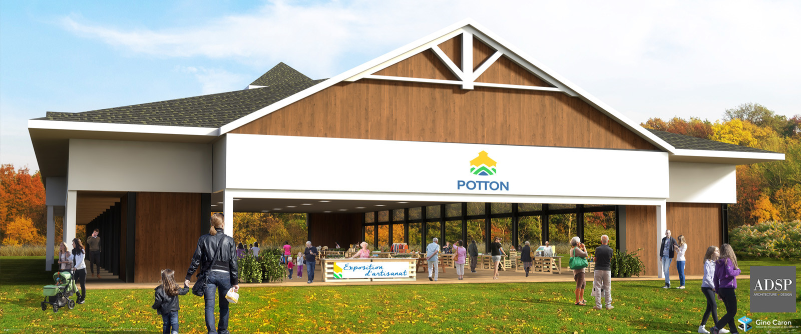 Perspective 3D - Projet d'un abri multifonctionnel à Potton au Québec