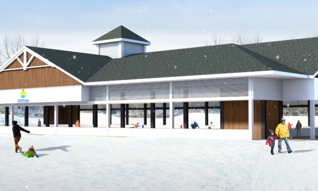 Perspective 3D d'un projet de patinoire extérieur à Potton au Québec