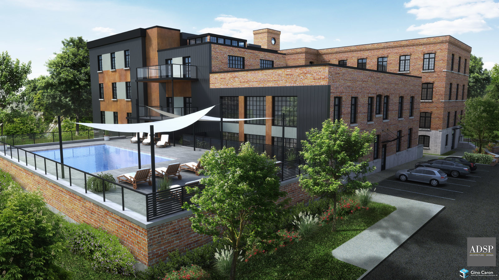 Perspective 3D terrasse avec piscine