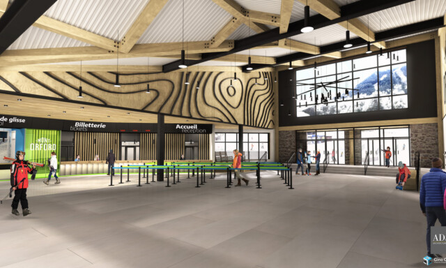 Perspective 3D intérieur, chalet de ski Orford