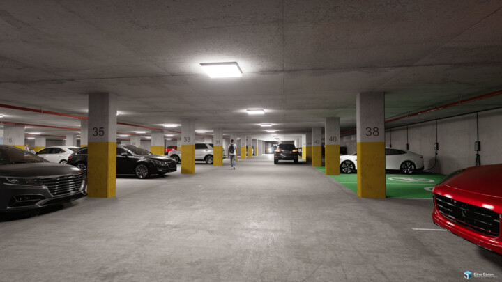 Perspective 3D Stationnement souterrain